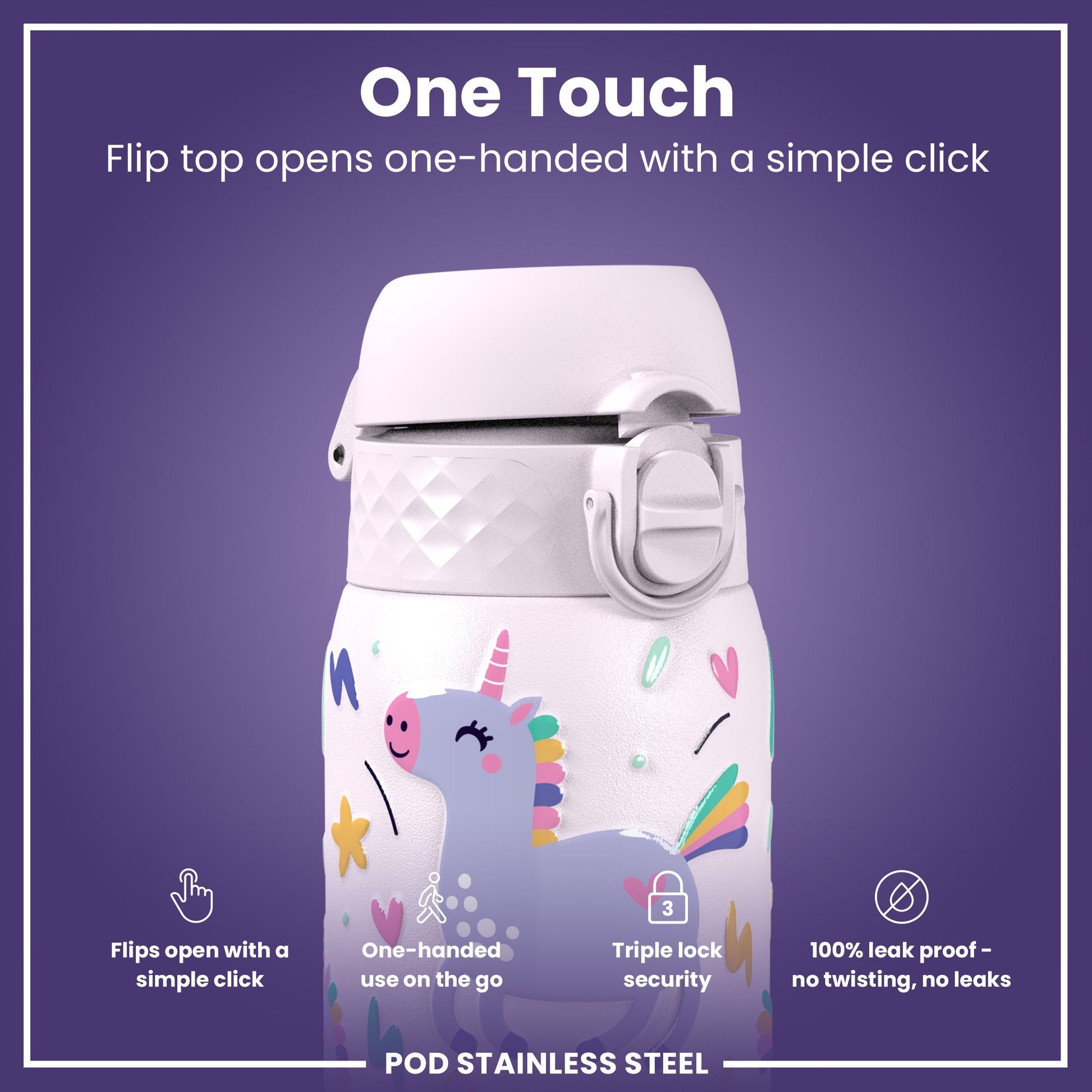 Ion8 Pod 400ml Stainless Steel Unicorns