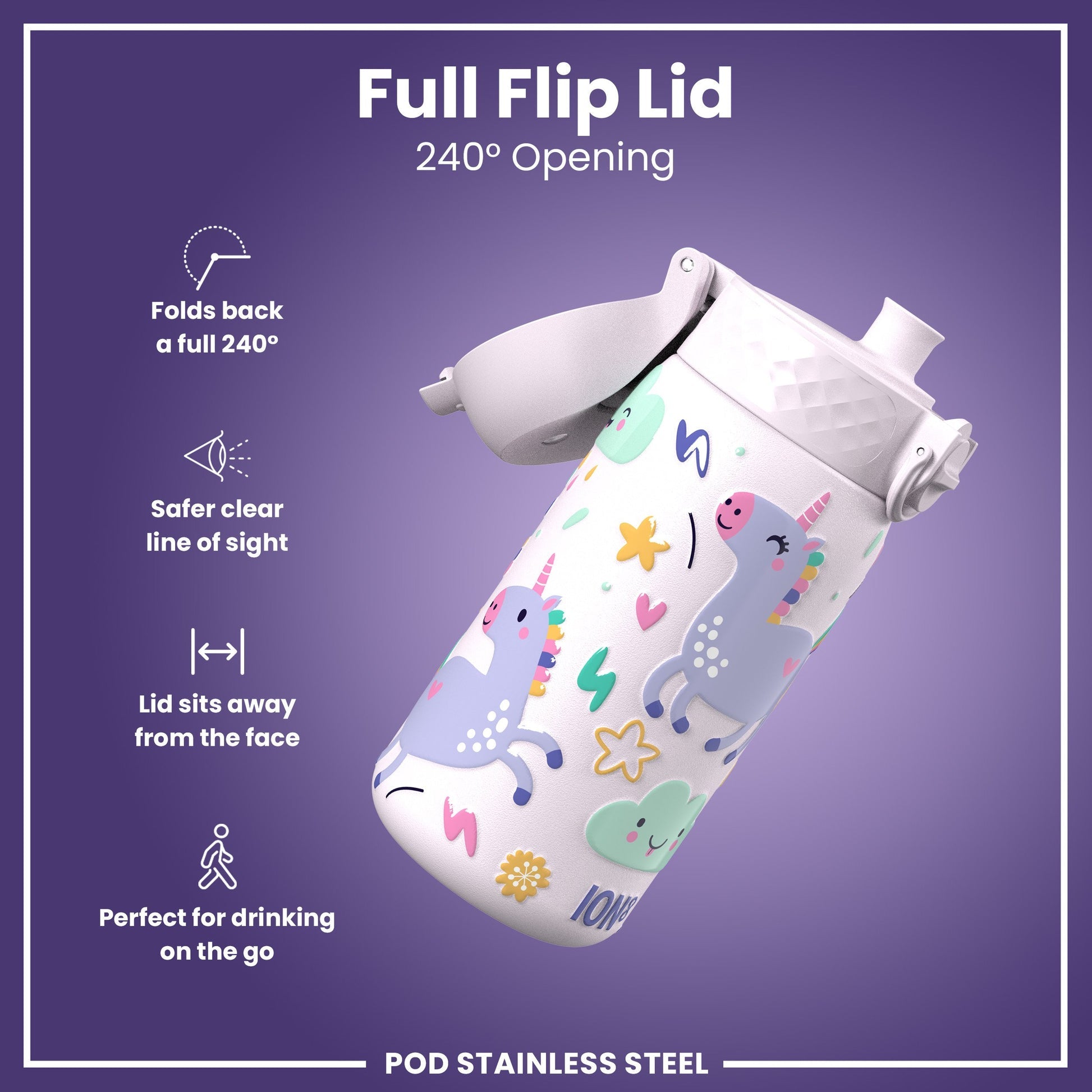 Ion8 Pod 400ml Stainless Steel Unicorns