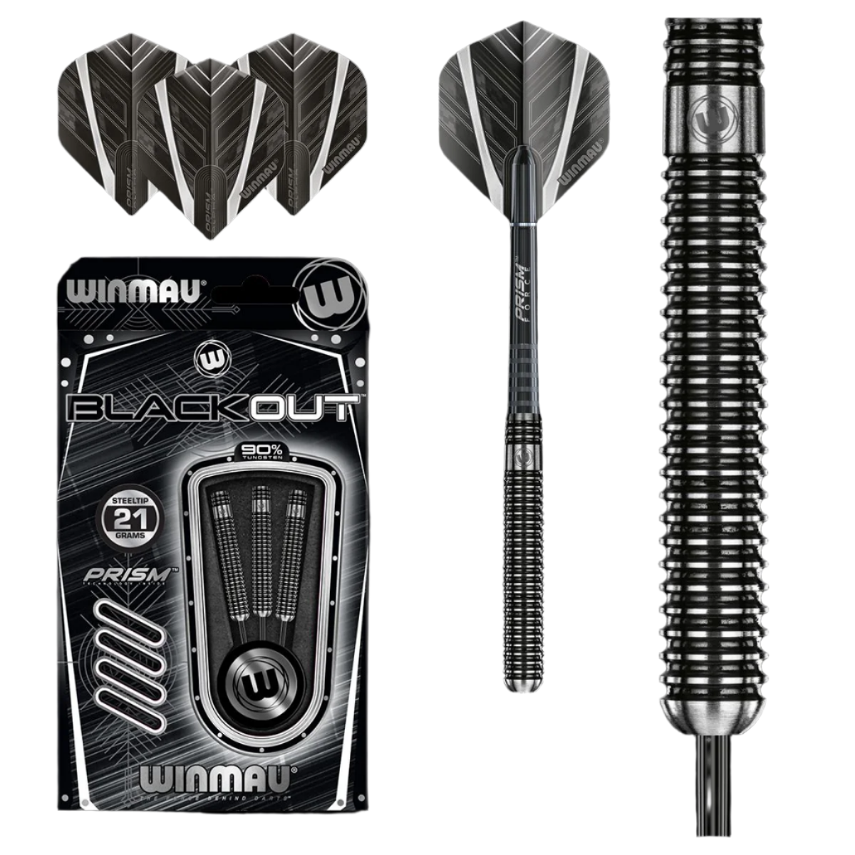 Winmau Blackout 90% Tungsten Darts (25 Grams)