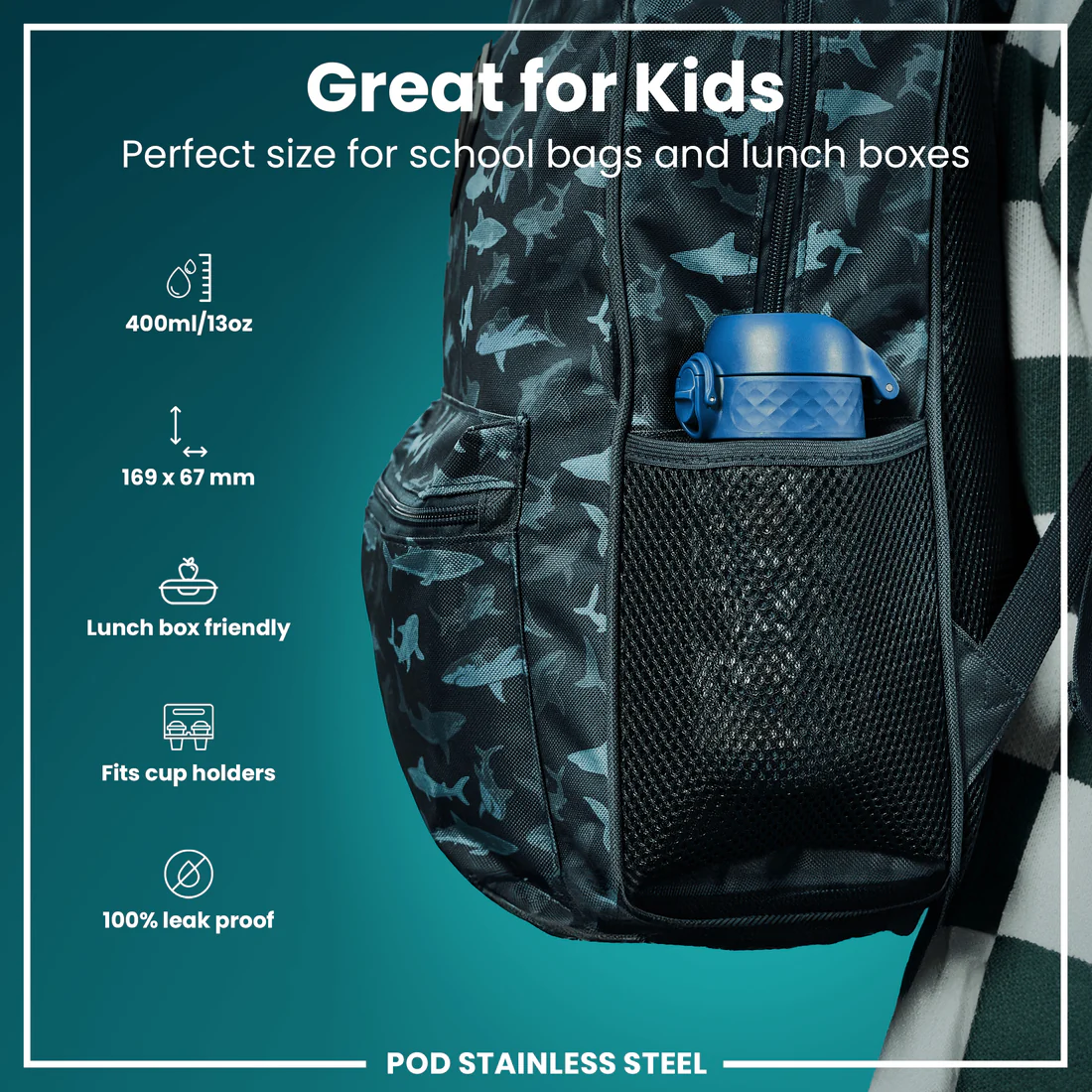 Ion8 Pod 400ml Stainless Steel Space