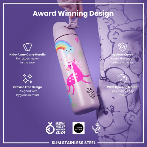 Ion8 Slim 600ml Stainless Steel Unicorns