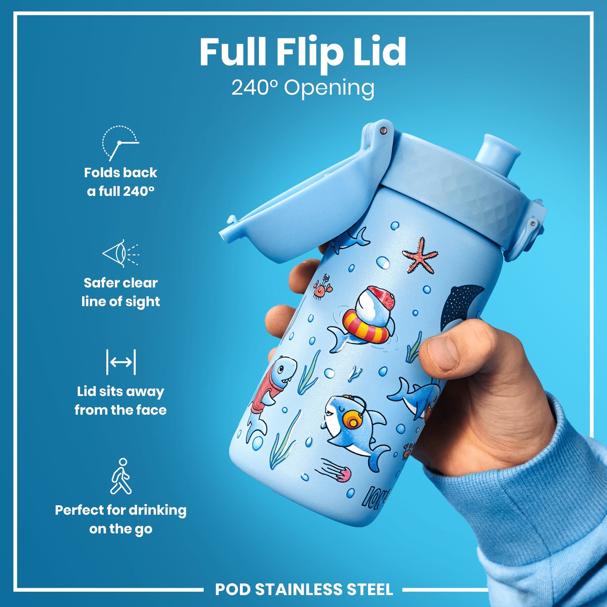 Ion8 Pod 400ml Stainless Steel Sharks