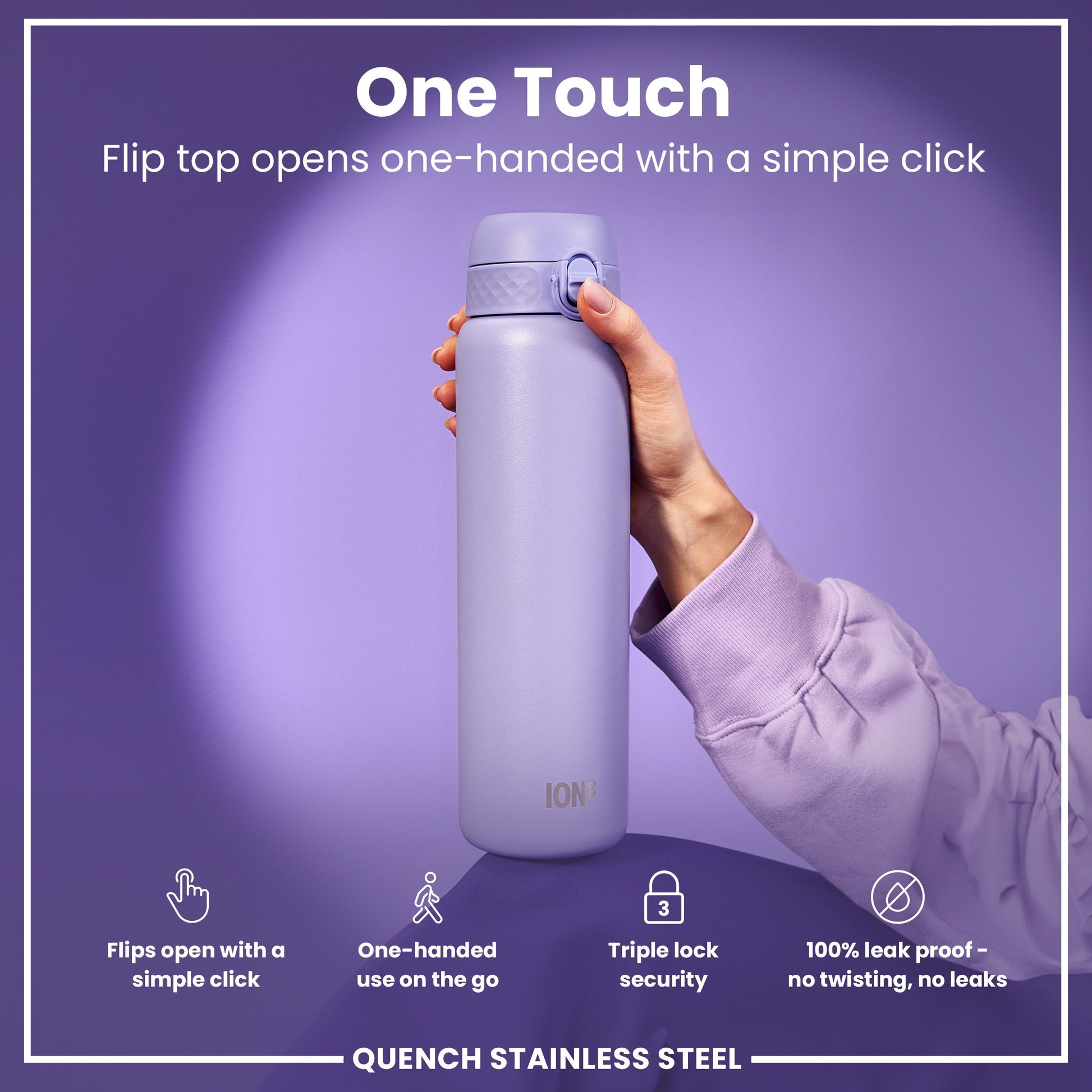 Ion8 Quench 1200ml Waterbottle Stainless Steel