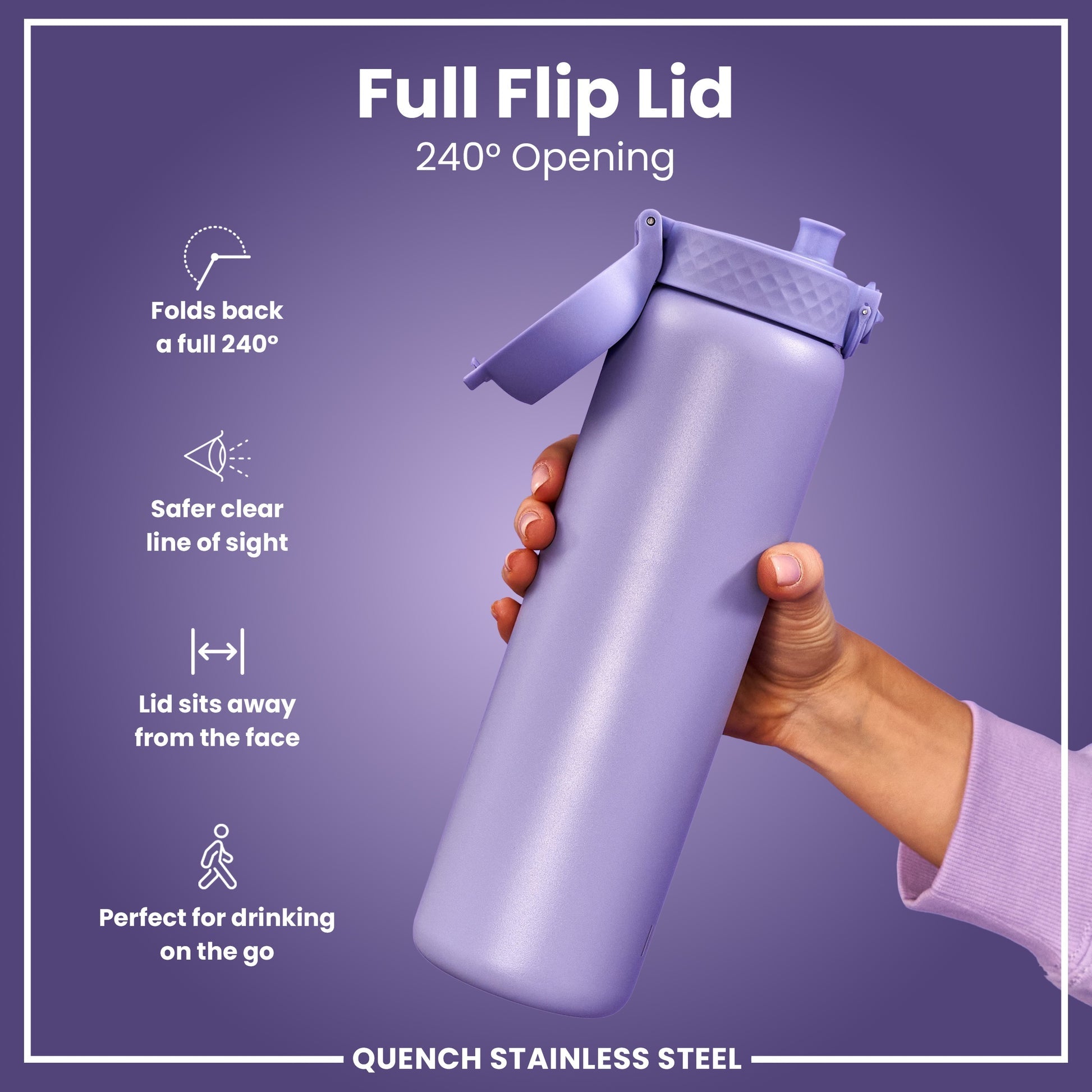 Ion8 Quench 1200ml Waterbottle Stainless Steel