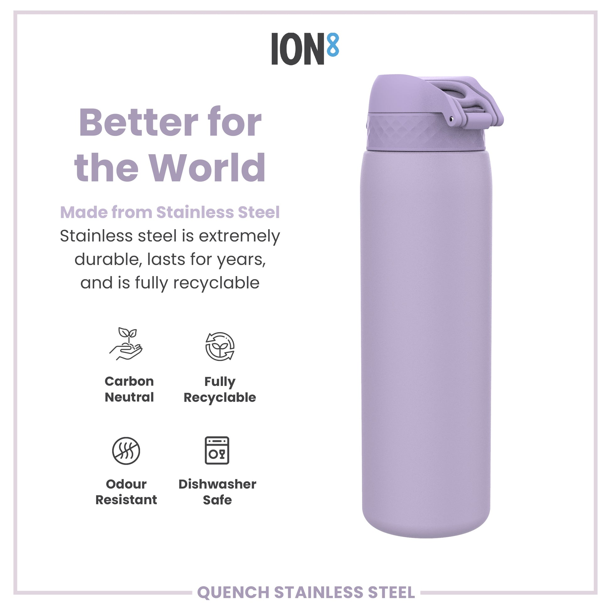 Ion8 Quench 1200ml Waterbottle Stainless Steel