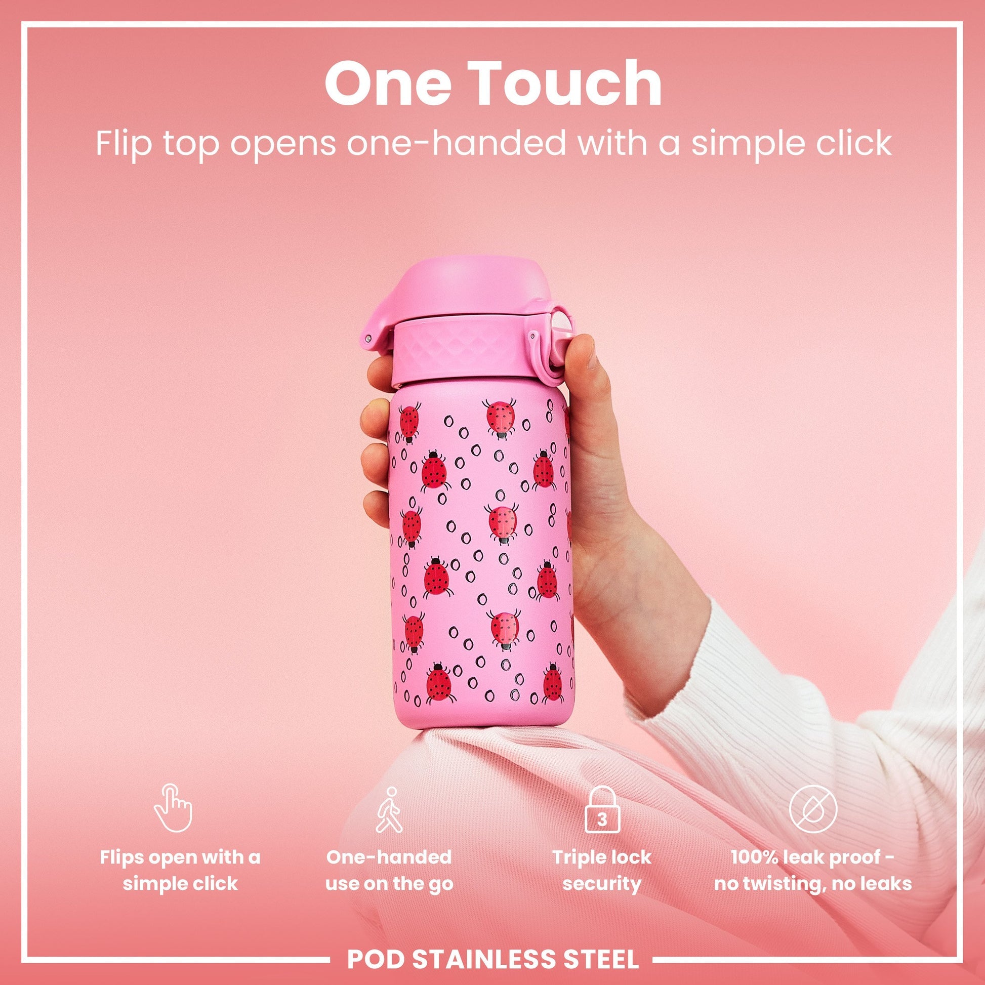 Ion8 Pod 400ml Stainless Steel Ladybugs
