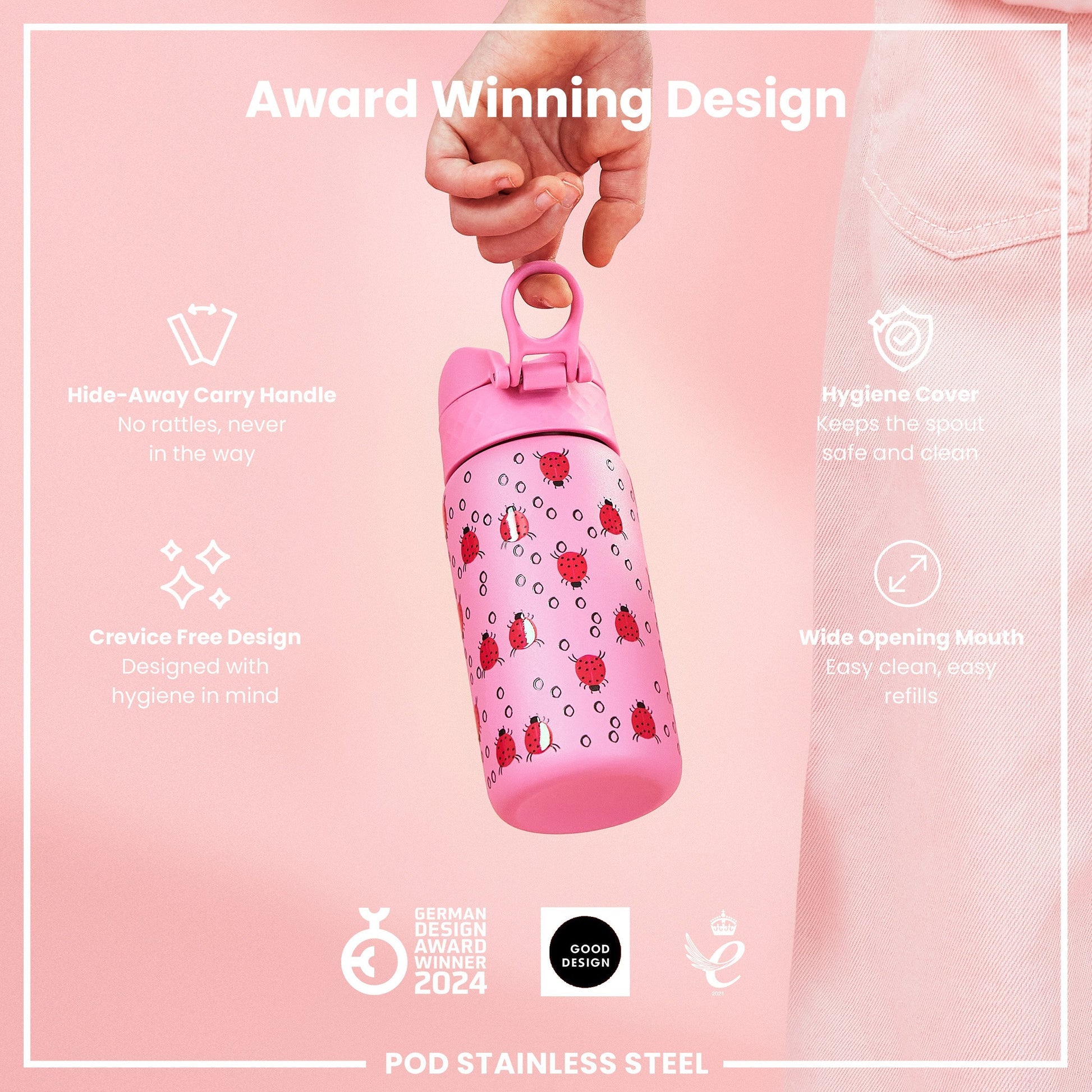 Ion8 Pod 400ml Stainless Steel Ladybugs