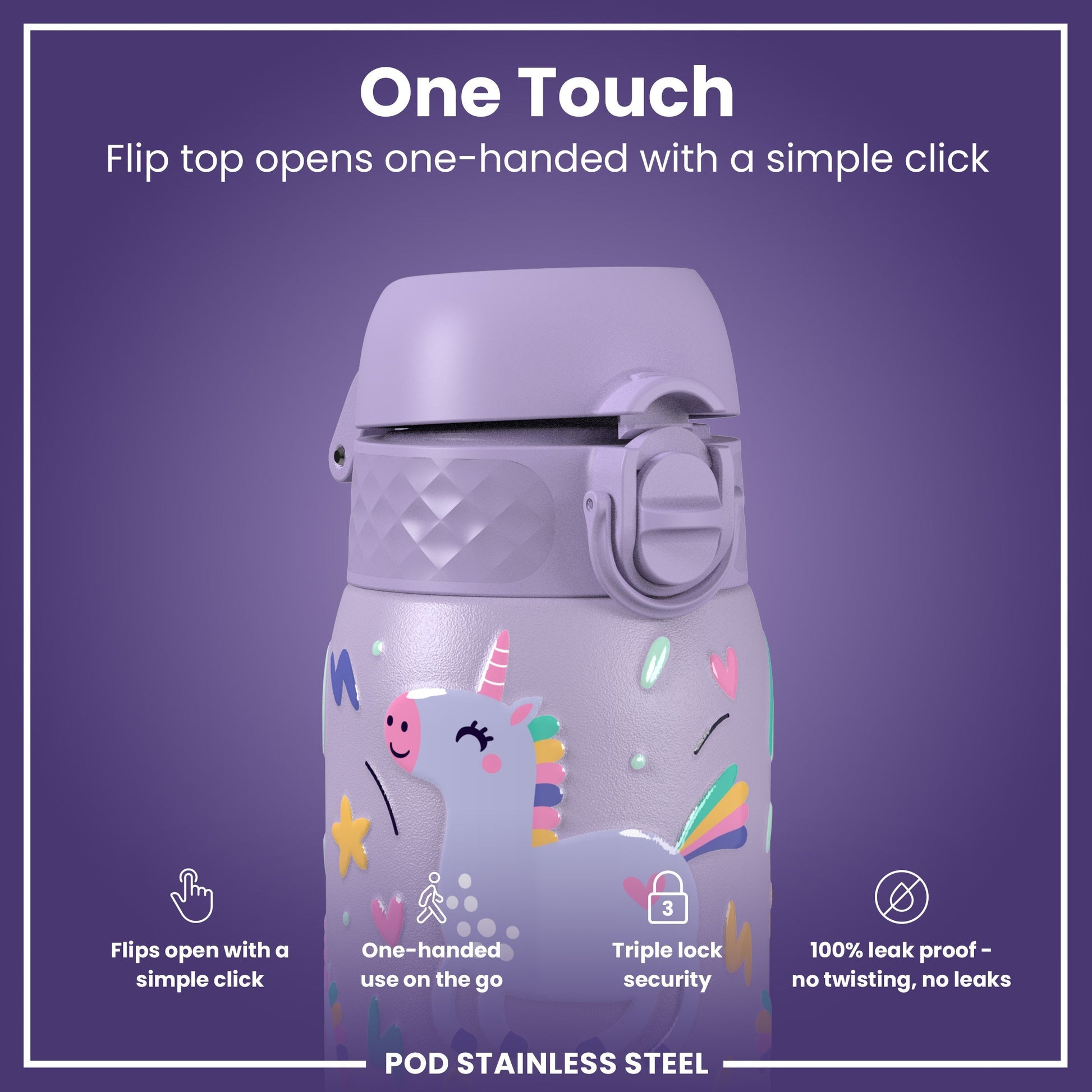 Ion8 Pod 400ml Stainless Steel Unicorn
