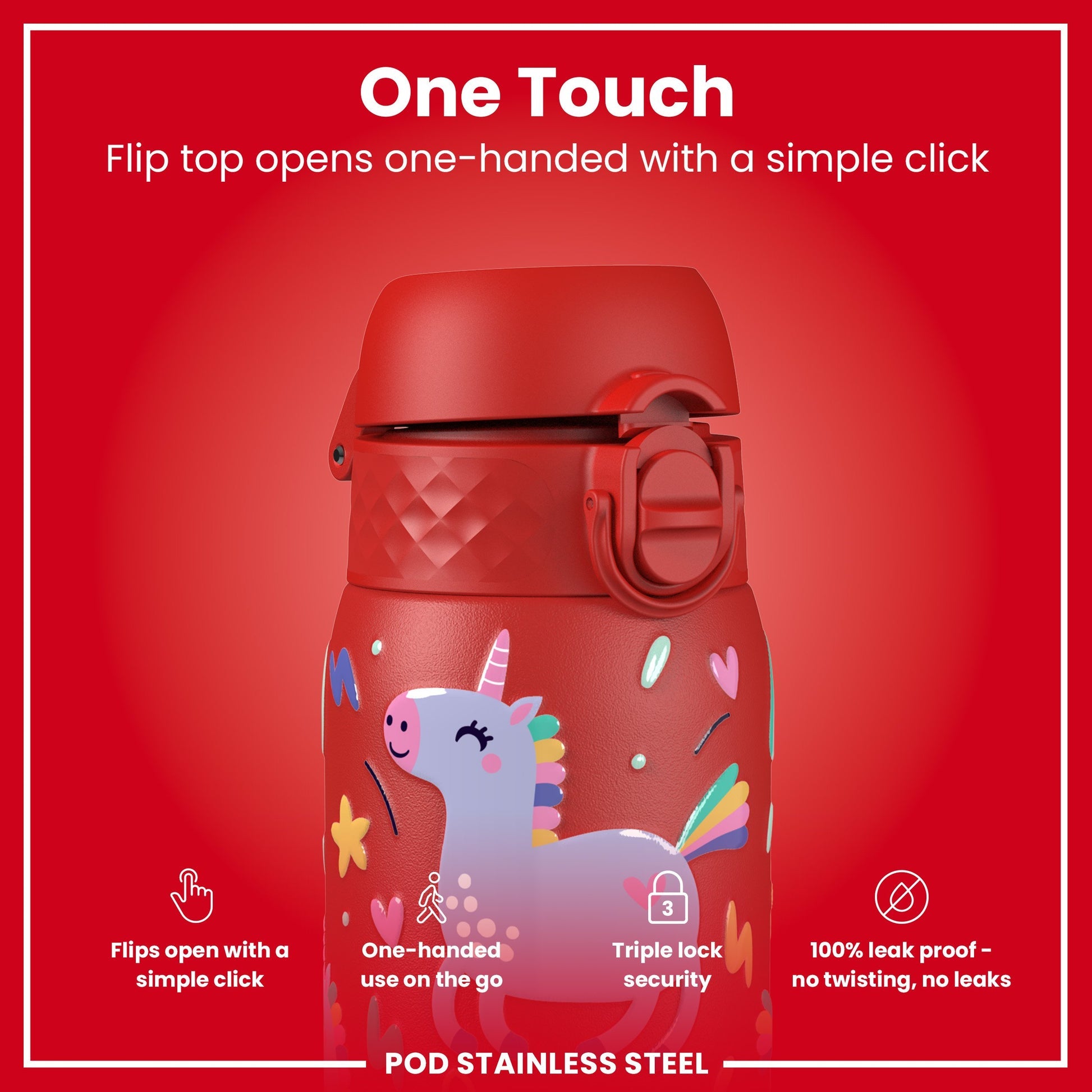 Ion8 Pod 400ml Stainless Steel Unicorn