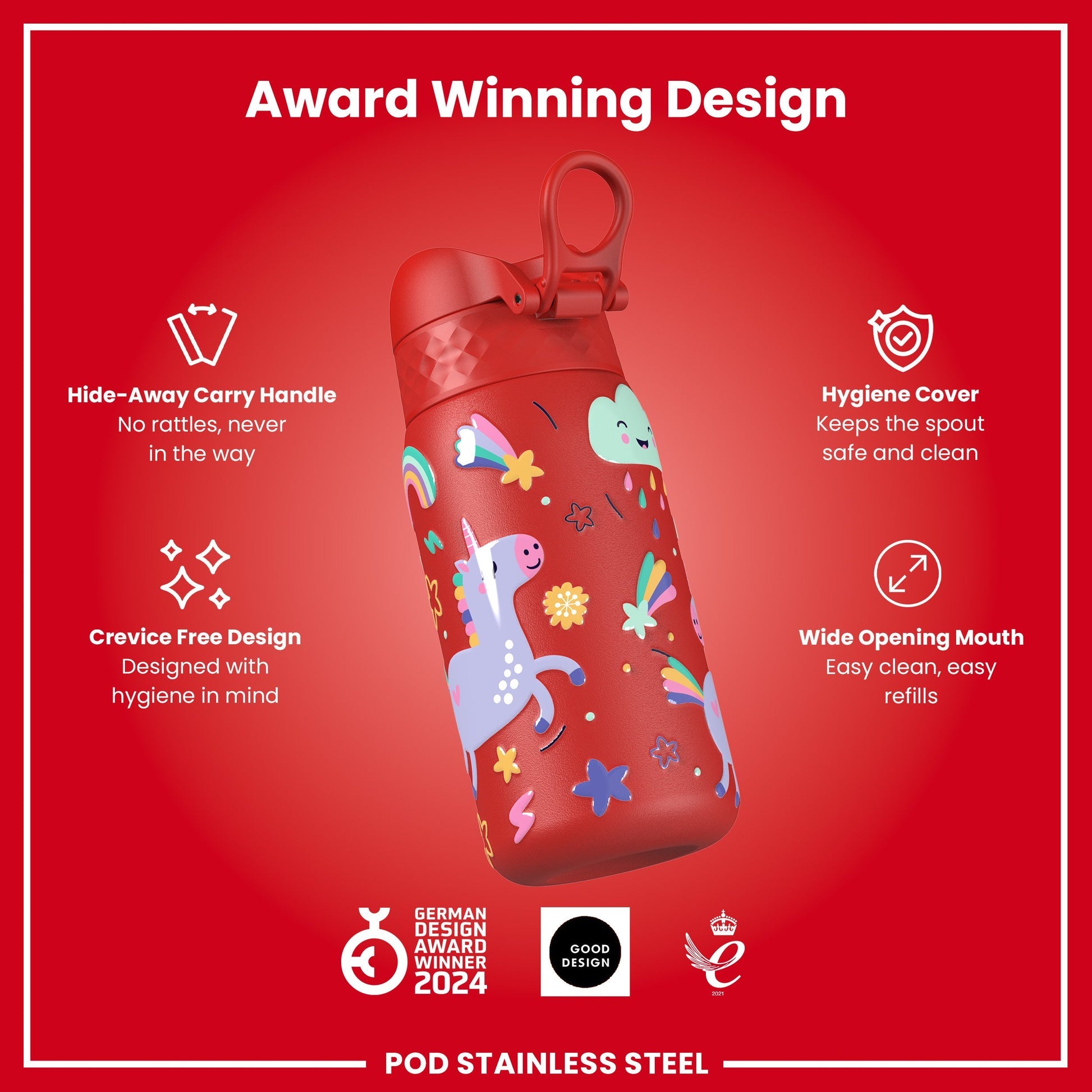 Ion8 Pod 400ml Stainless Steel Unicorn