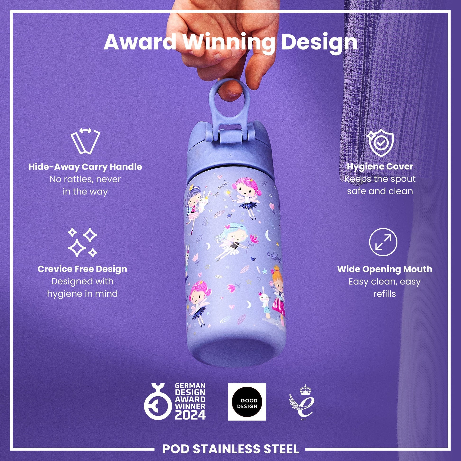 Ion8 Pod 400ml Stainless Steel Fairies