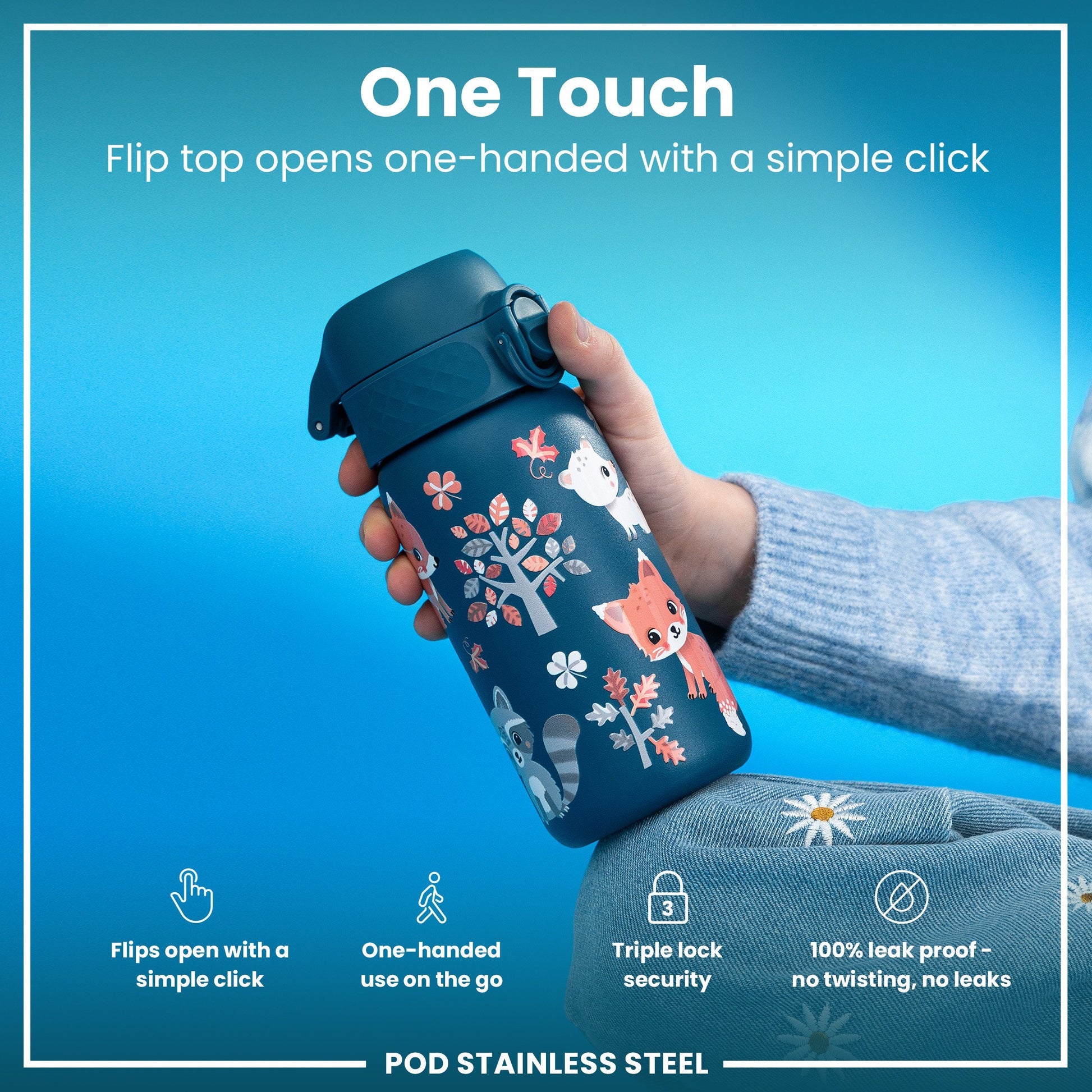 Ion8 Pod 400ml Stainless Steel Forest Animals