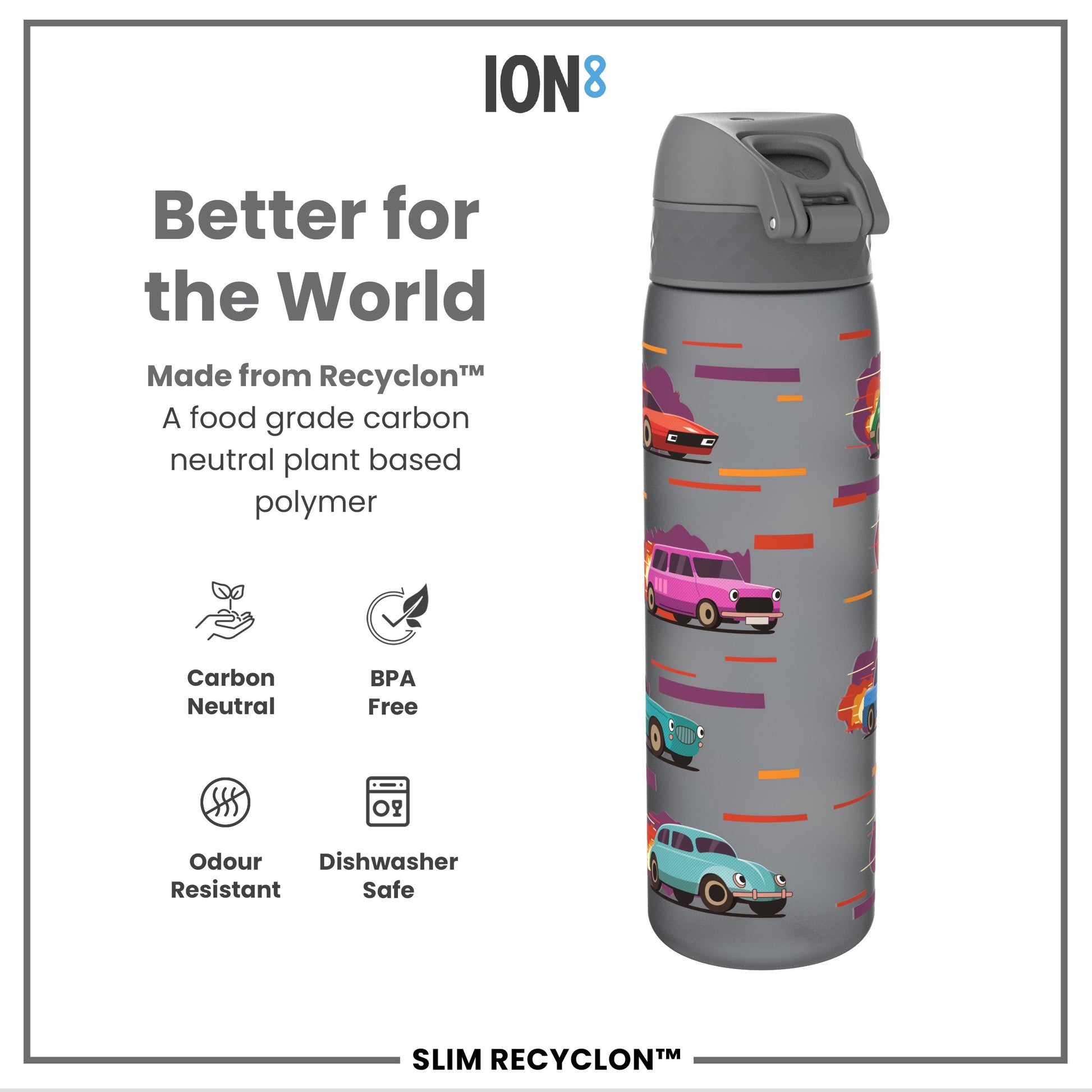 Ion8 Slim 500ml Waterbottle Sport Cars