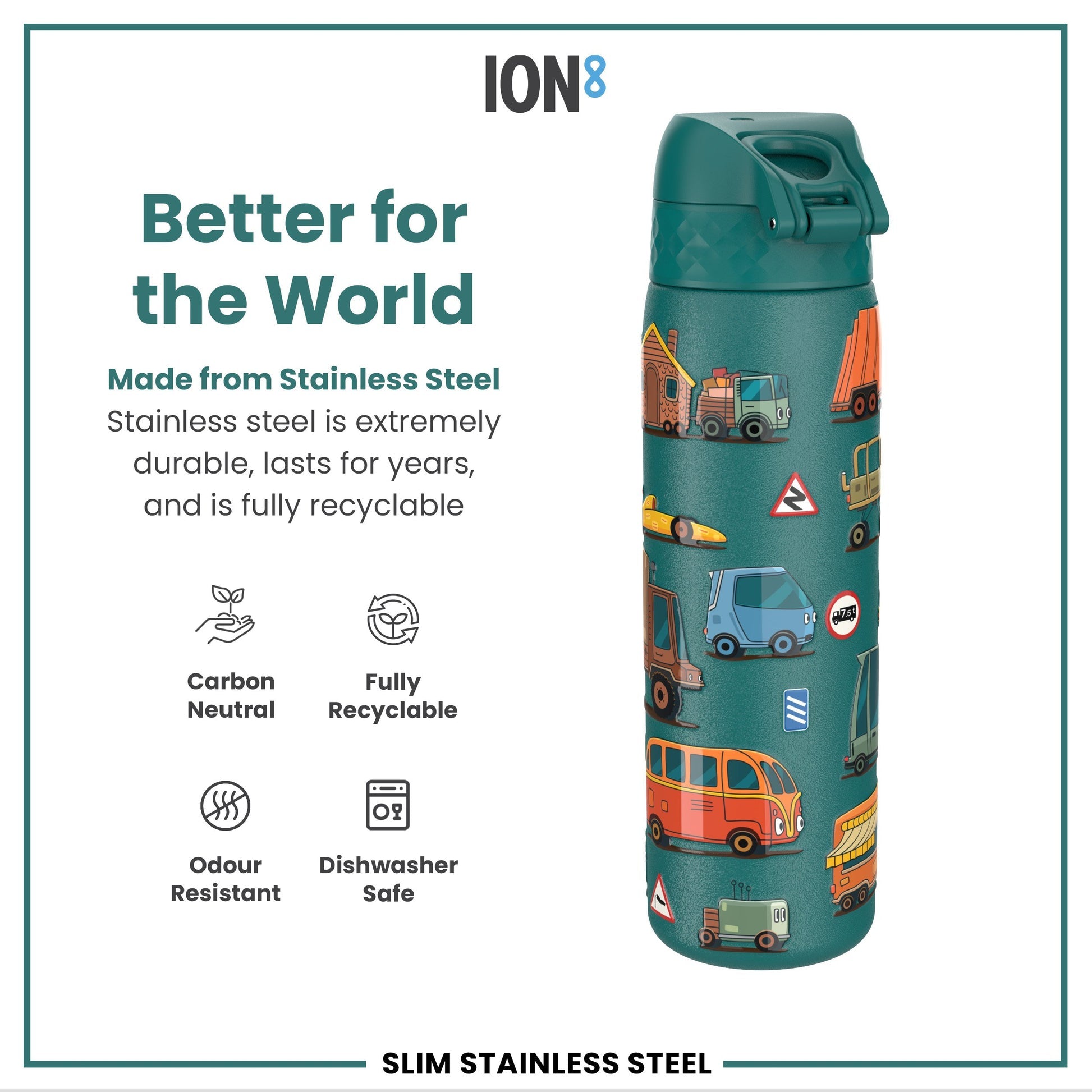 Ion8 Slim 600ml Stainless Steel Automobiles