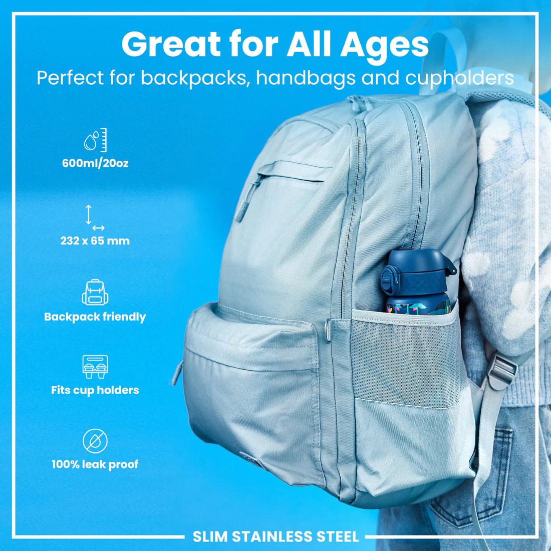 Ion8 Slim 600ml Stainless Steel Exotic Birds