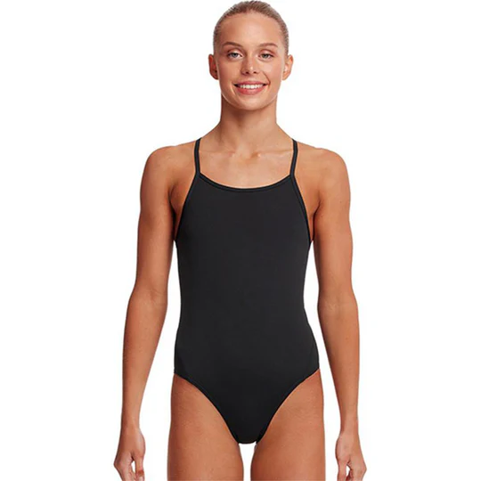 Funkita Girls Diamond Back One Piece Still Black