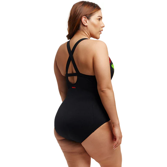 Funkita Ladies Brace Me Back One Piece Black Rose