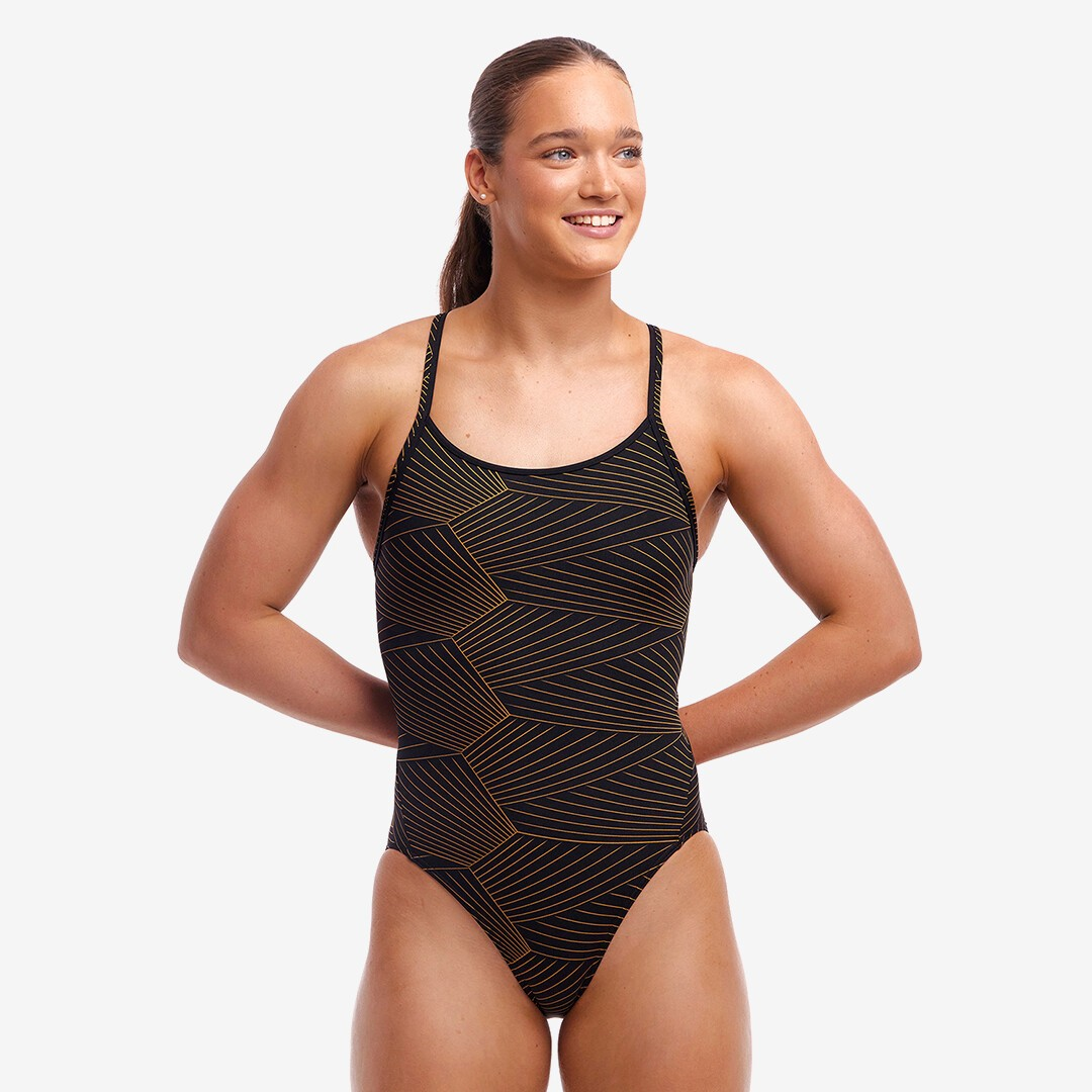 Funkita Ladies Diamond Back One Piece Gold Weaver