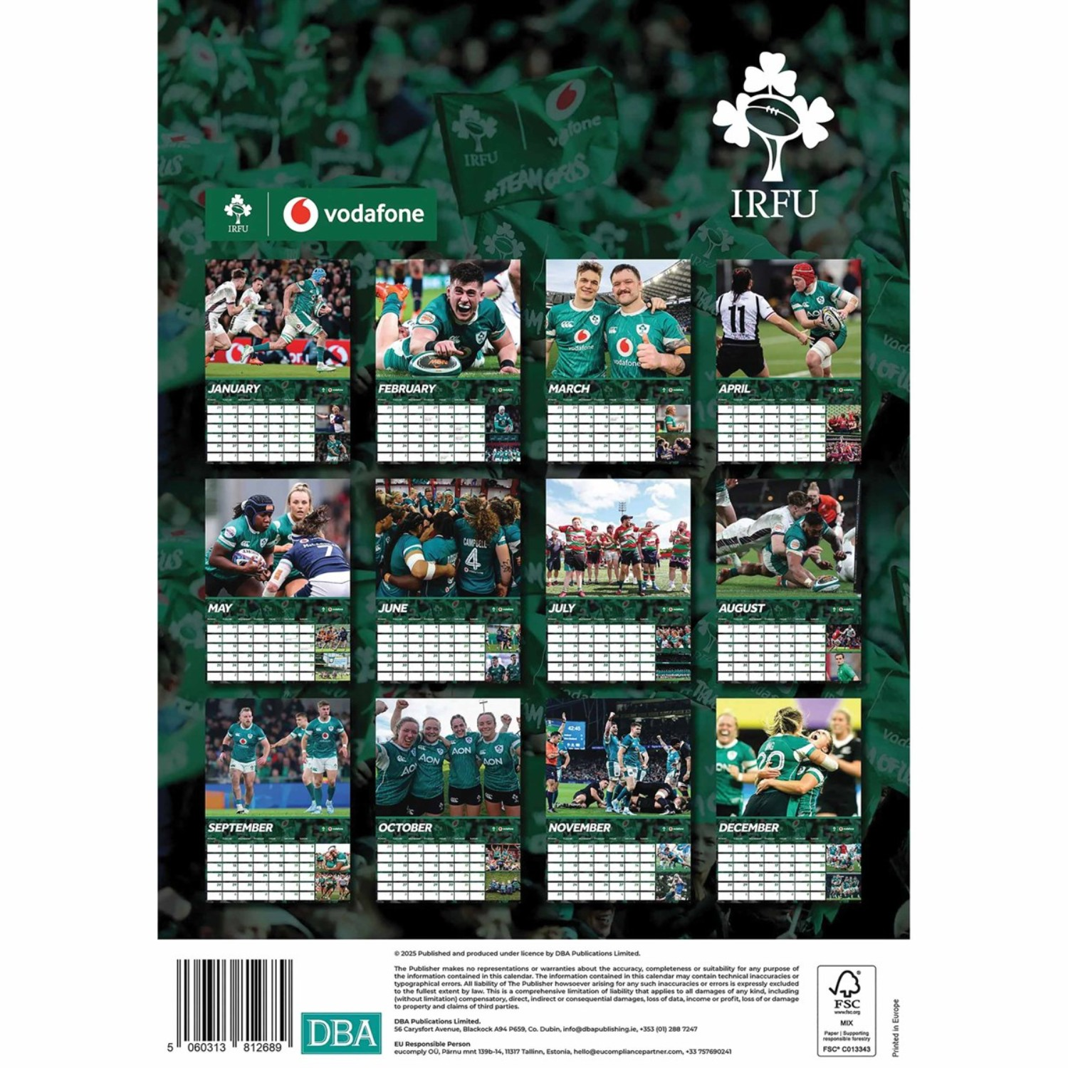 Irish Rugby 2026 A3 Calendar