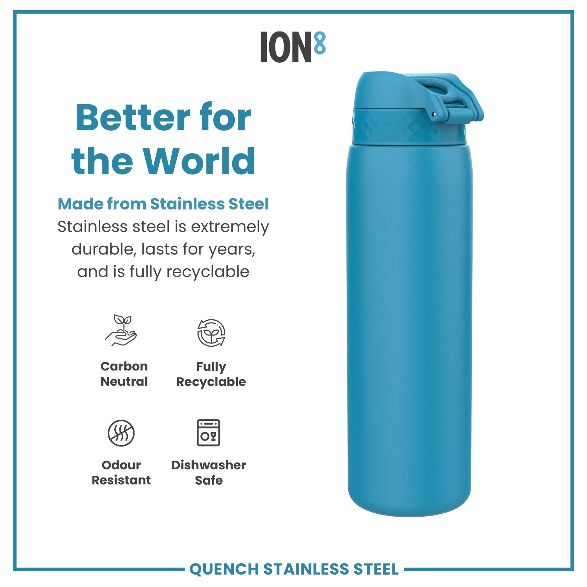 Ion8 Quench 1200ml Waterbottle Stainless Steel