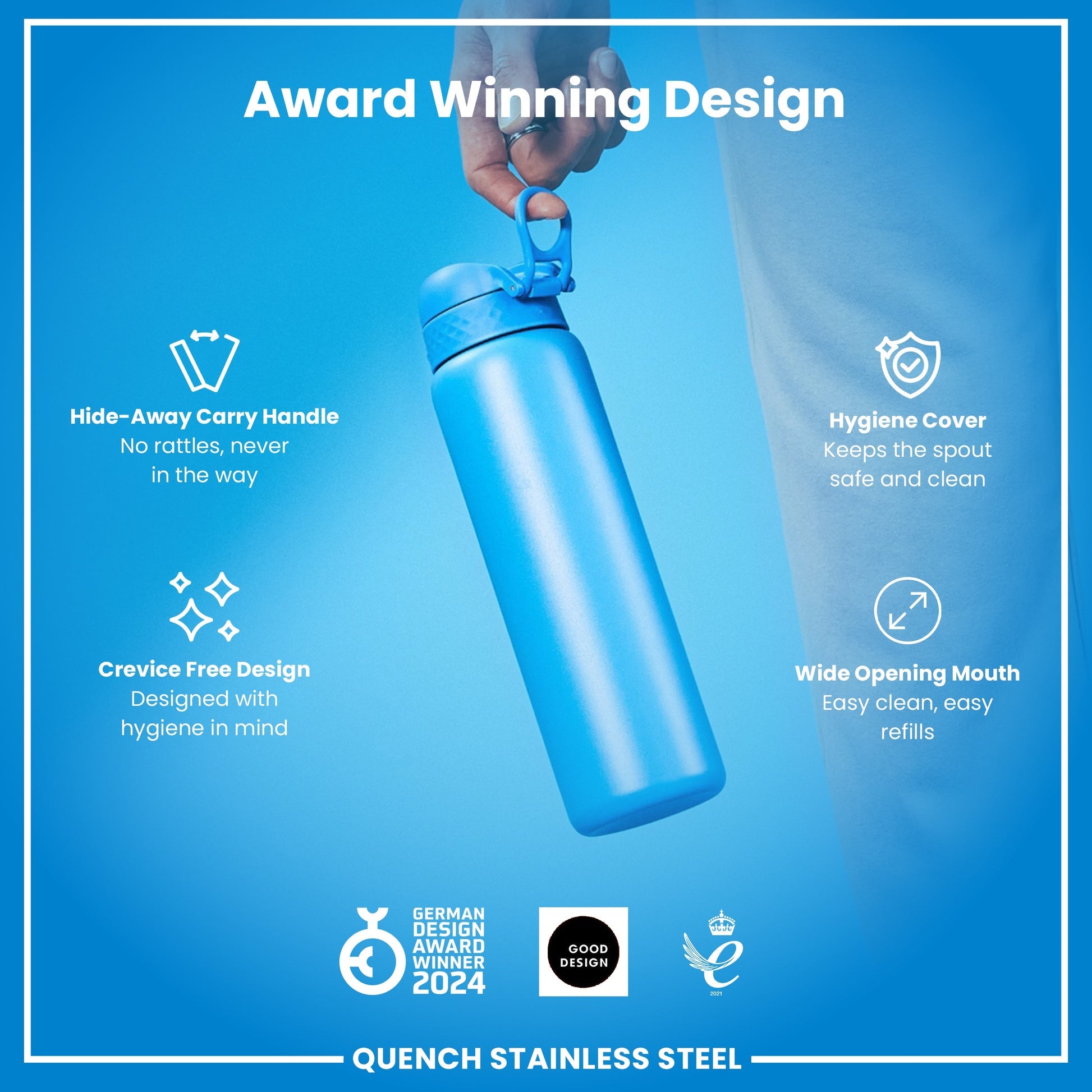 Ion8 Quench 1200ml Waterbottle Stainless Steel