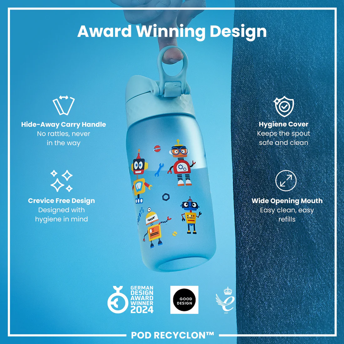 Ion8 Pod 350ml Waterbottle Robots