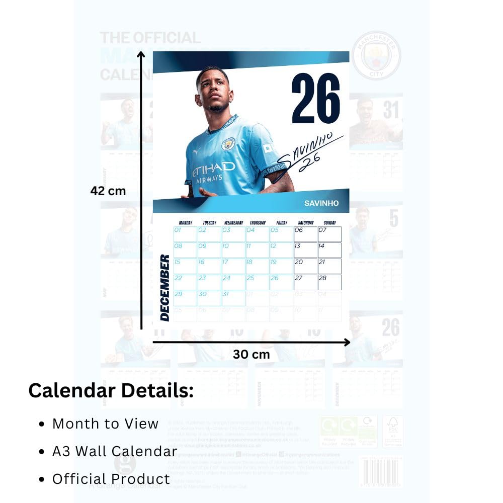 Manchester City FC Calendar 2025