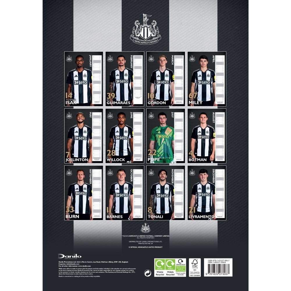 Newcastle United FC Calendar 2025