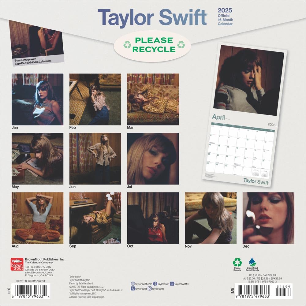 Taylor Swift 2025 Square Calendar