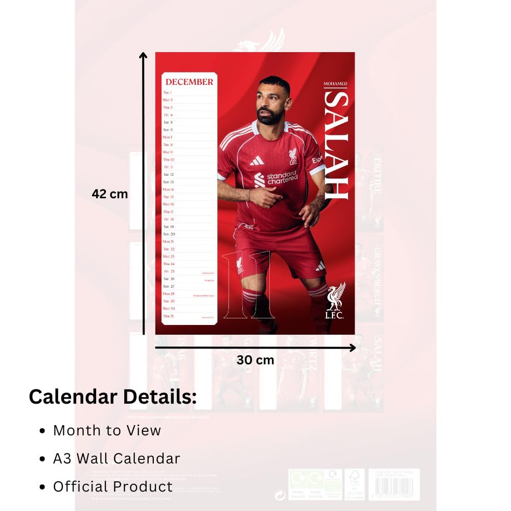 Liverpool FC 2026 A3 Calendar