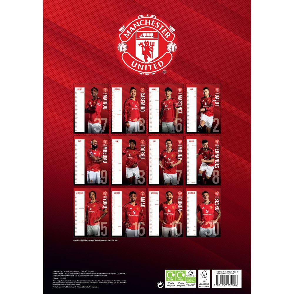 Manchester United FC 2026 A3 Calendar