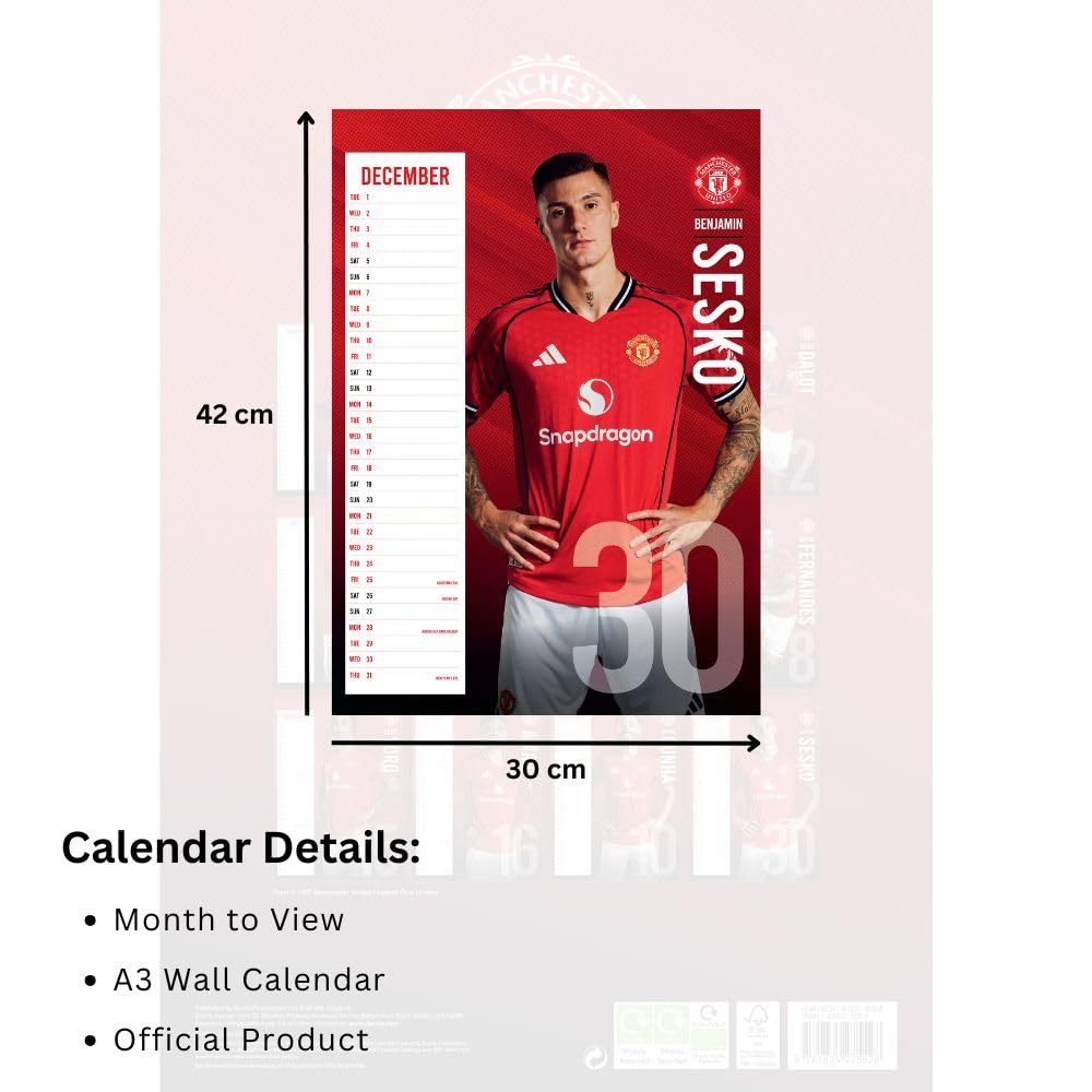 Manchester United FC 2026 A3 Calendar